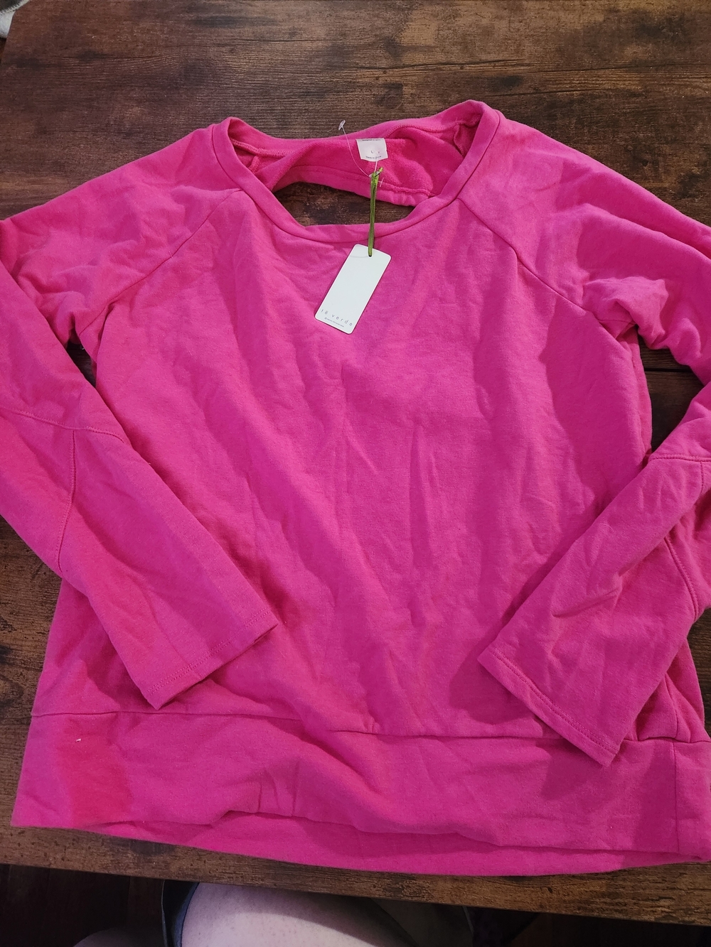 Women’s La Verde Hot Pink Crewneck Long-Sleeve Pullover With Back Cutout